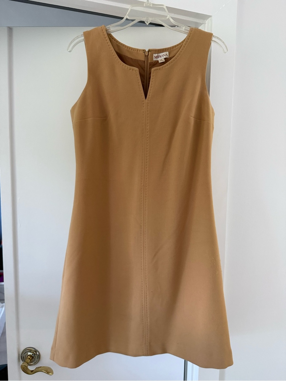 Merona Camel Sleeveless Shift Dress Sz 8
